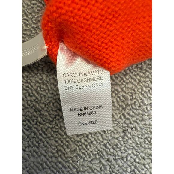 Carolina Amato One Size Orange Cashmere Ribbed Gloves NWT - Picture 3 of 4
